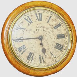 BR(M) 12" Oak Cased Fusee Clock. Original dial reads `BRM 19128`. In good working order complete