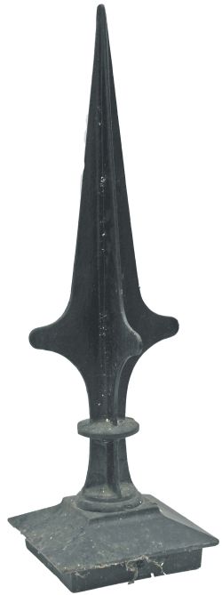 Cast iron `cruciform` Signal Finial, 28" tall, painted overall black. Dutton & Co. ‘house’