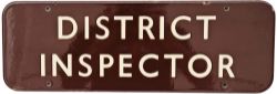 BR(W) Doorplate `DISTRICT INSPECTOR`, 18" x 6". In very good condition with some edge chips. A