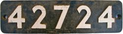 Smokebox Numberplate 42724. Ex Hughes 2-6-0 `Crab` built Horwich Works in October 1927. Primarily