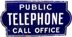 Enamel Advertising Sign, "Public Telephone Call Office",  28" x 13", with good colour and gloss,