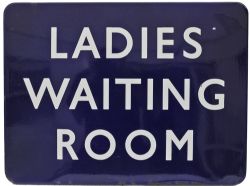 BR(E), F/F enamel Platform Sign LADIES WAITING ROOM, 24" x 18". Good colour and shine, one small