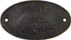 Worksplate Built Swindon 1952, cast iron construction. A number of different Standard Class