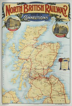 Poster "NBR & Its Connections" double royal size 40" x 25". Map style with Hotels shown in