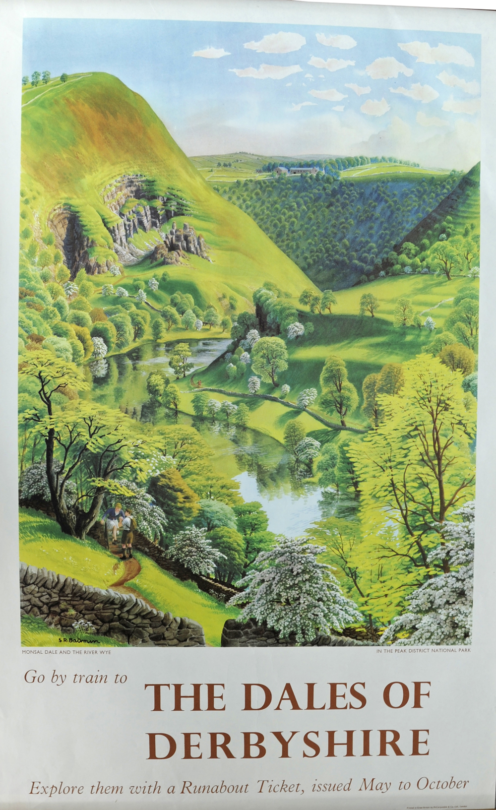 BR Poster "The Dales of Derbyshire" by S R Badmin, double royal size 40" x 25". Panoramic view of