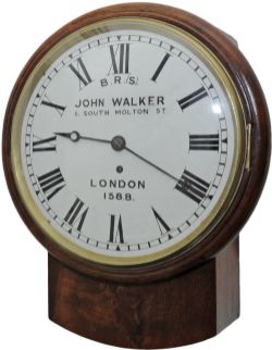 LBSCR 10-inch Mahogany cased iron dial fusee clock with a cast brass bezel, supplied to the London
