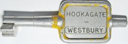 Single Line Alloy Key Token HOOKAGATE - WESTBURY. Ex L&NWR and GWR joint line between Welshpool