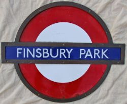 London Transport Underground Station Target in shaped bronze frame FINSBURY PARK. Three separate