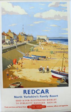 BR Poster "Redcar - North Yorkshire`s Family Resort" by Frank Sherwin, double royal size 40" x