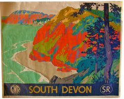 GWR & SR Joint Poster `South Devon` by Frank Newbold, quad royal size, 40" x 50". A classic