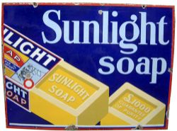 Enamel Advertising Sign, "Sunlight Soap",  24" x 18", single sided, with excellent colour and gloss,