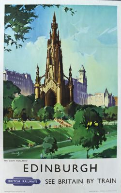 BR Poster "Edinburgh - The Scott Monument" by Claude Buckle, double royal size 40" x 25". View of