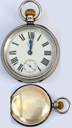 Southern Railway pocket watch manufactured by the Waltham watch company circa 1918. The 15 jewel