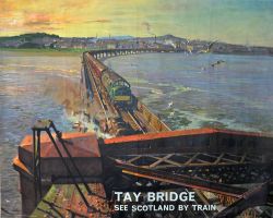 BR Poster "Tay Bridge - See Scotland by Train" by Cuneo, quad royal size 40" x 50". View of