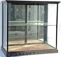 Fry`s Choice Chocolate wood & glass Display Cabinet measuring 26" x 26¼" x 14". A superb item with