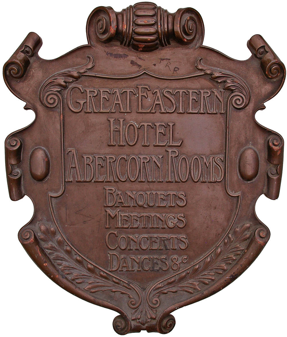 Great Eastern Hotel bronze Plaque as removed from the Abercorn Rooms at the GER Liverpool Street