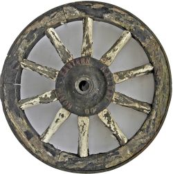 North Eastern Railway wooden Cart Wheel with company in full in centre hub. Measures 24" in