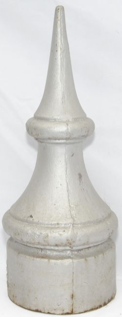 GWR `Clowns Hat` cast iron Signal Finial, unusual pattern, unrestored, painted overall silver.
