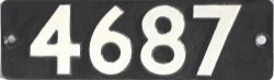 GWR Smokebox Numberplate 4687. Ex GWR 5700 class 0-6-0PT introduced 1944. Allocated initially to