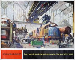 BR Poster `Progress` by Terence Cuneo, Q/R size. An image of a Warship Class locomotive in the