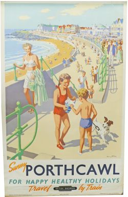 BR Poster, "Sunny Porthcawl - For happy, healthy holidays", by Harry Riley, D/R size. Classic