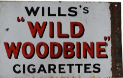 Advertising enamel Sign, "Wills` Star Cigarettes`` on one side, "Wills`s Wild Woodbine Cigarettes"