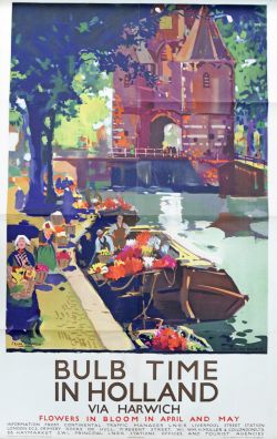 LNER Poster, "Bulb Time in Holland via Harwich - Flowers in Bloom in April and May" by Frank
