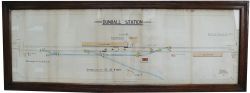 GWR framed and glazed, hand coloured Signal Box Diagram DUNBALL dated 8/3/21. Measuring 55½" x 20¾",