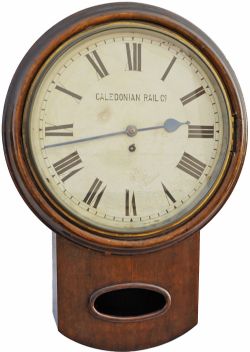 Caledonian Railway 13" Mahogany cased fusee drop dial Clock by Winterhalder & Hofmeier of
