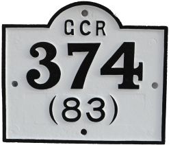 GCR arch bridge plate, 374 (83), undamaged and face restored to white and black. From the viaduct