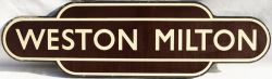 Totem, BR(W) WESTON MILTON, F/F. Ex GWR station, opened as Weston Milton Halt in 1933, it was