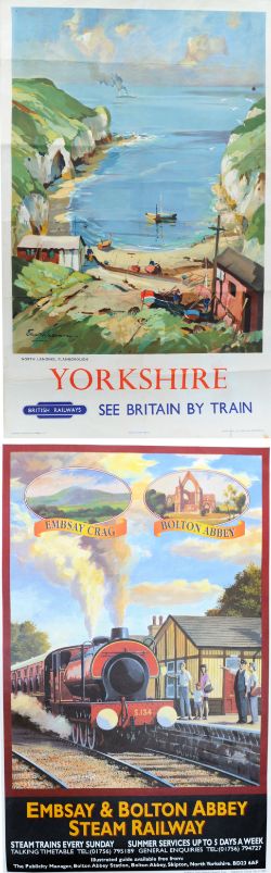 BR Poster `Yorkshire - North Landing - Flamborough` by Wesson, D/R size. A view of small fishing
