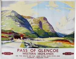 BR Poster `Pass Of Glencoe - Western Highlands - On The Route of the Loch Etive, Glen Etive and