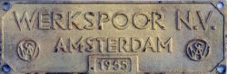 Brass Worksplate WERKSPOOR 1955. Werkspoor N V Amsterdam. Measures approximately 10" x 3¼".