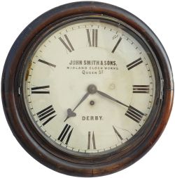 Midland Railway 12" fusee Clock bearing the name John Smith Midland Clock Works, Queen St. Derby