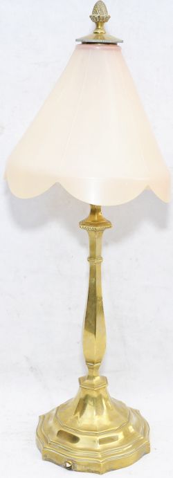 Pullman Lamp, brass construction standing 20½" tall. Clearly stamped `TC 166` on the base. This