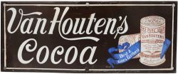 Advertising enamel Sign `Van Houtens Cocoa - Best & Goes Farthest`, 15" x 6". White lettering on
