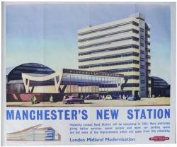 BR Poster `Manchester Piccadilly Station` by Claude Buckle, Q/R size. A modernistic view of the