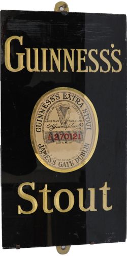 Brewery Advertising glass & slate Sign `Guinness`s Stout` showing the Guinness label in the