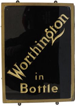 Brewery Advertising glazed Sign `Worthington In Bottle`, 15" x11" in original brass frame.