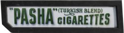 Advertising enamel Sign `Pasha Turkish Blend Cigarettes`. Striking green lettering on white