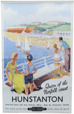 BR Poster, "Hunstanton - Queen of the Norfolk Coast", W M Fryer, D/R size. Classic view of family