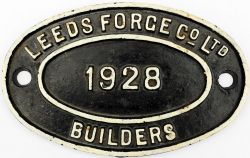 Wagon Plate `Leeds Forge Co Ltd 1928 Builders`. C/I measuring 7¼" x 4½". Face restored, rear