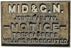 M&GN Cast Iron Trespass Notice. In original condition.
