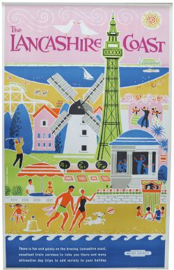 BR Poster, "Lancashire Coast - There is fun and gaiety on the bracing Lancashire Coast, excellent
