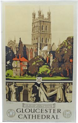 GWR & LMS Joint Poster `Gloucester Cathedral` by Claude Buckle, D/R size. Classic view of this