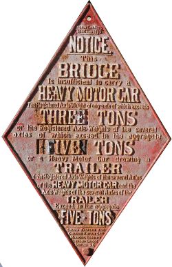 SECR Cast Iron bridge diamond sign complete with tonnage plates although one is damaged.
