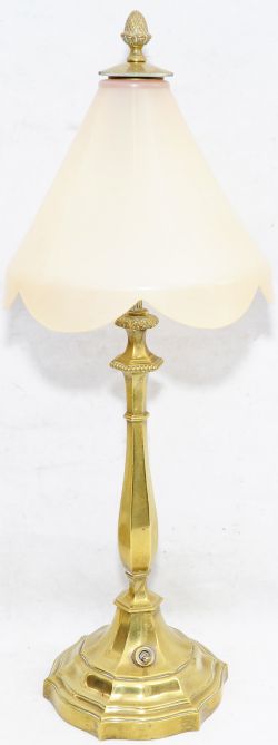 Pullman Lamp, un-named or numbered, brass construction standing 20½" tall. Complete with original,