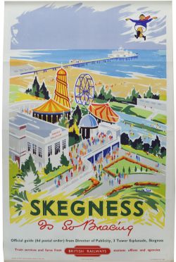 BR Poster, "Skegness - Is So Bracing", by Kenneth Steel, D/R size. Colourful image of Embassy