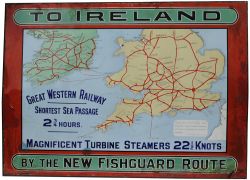 Great Western Railway enamel Sign `GWR to Ireland by the new Fishguard Route - Shortest Sea